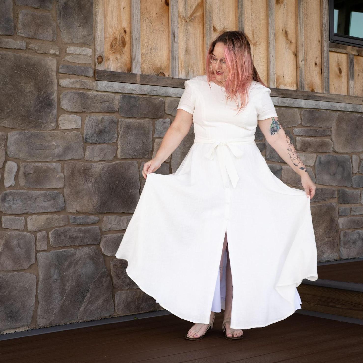 Custom linen dress purchased through Etsy by Mantaikotai in Lithuania.