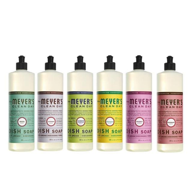 Dish soap MRS. MEYER'S CLEAN DAY Variety Pack, 16 Oz. Includes 6 Scents (Lemon Verbena, Lavender, Basil, Rosemary, Honeysuckle, Peony Scents) Bundle of 6 Items