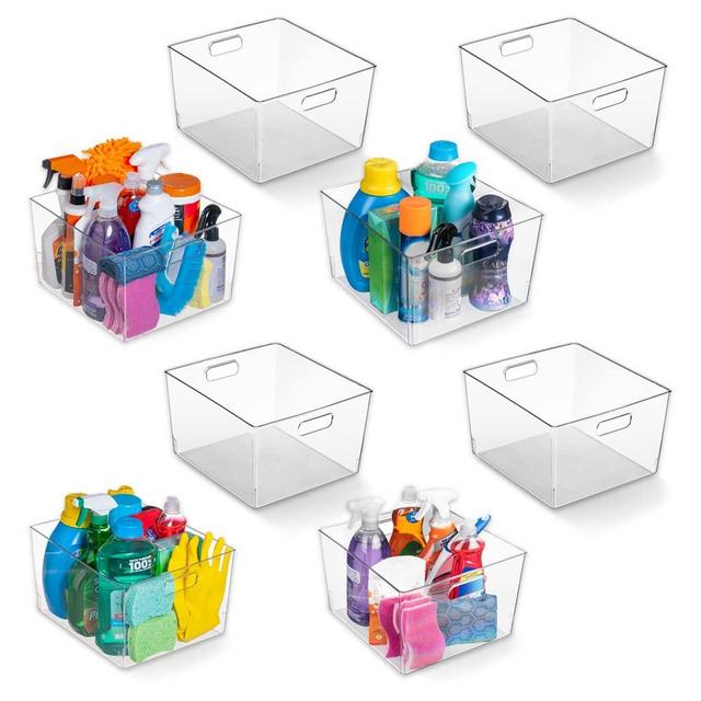 ClearSpace Plastic Storage Bins – XL 8 Pack Perfect Kitchen Organization or Pantry Storage – Fridge Organizer, Pantry Organization and Storage Bins, Cabinet Organizers