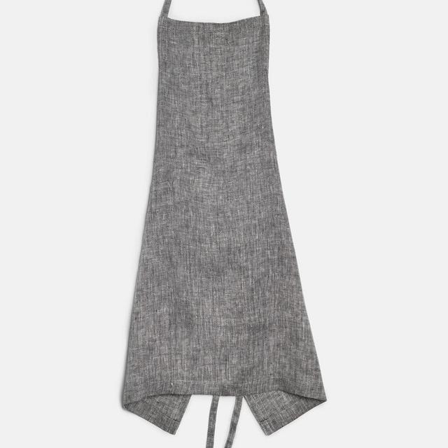 Linen Daily Apron - Black and White Herringbone