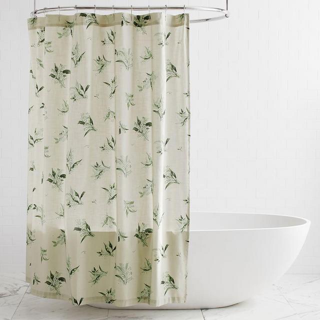 Monique Lhuillier Lily Of The Valley Organic Shower Curtain, 72x72"