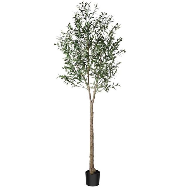 CROSOFMI Artificial Olive Tree Plant 83"（7Ft） Fake Topiary Silk Tree, Perfect Faux Plants in Pot for Indoor Outdoor House Home Office Garden Modern Decoration Housewarming Gift,1Pack