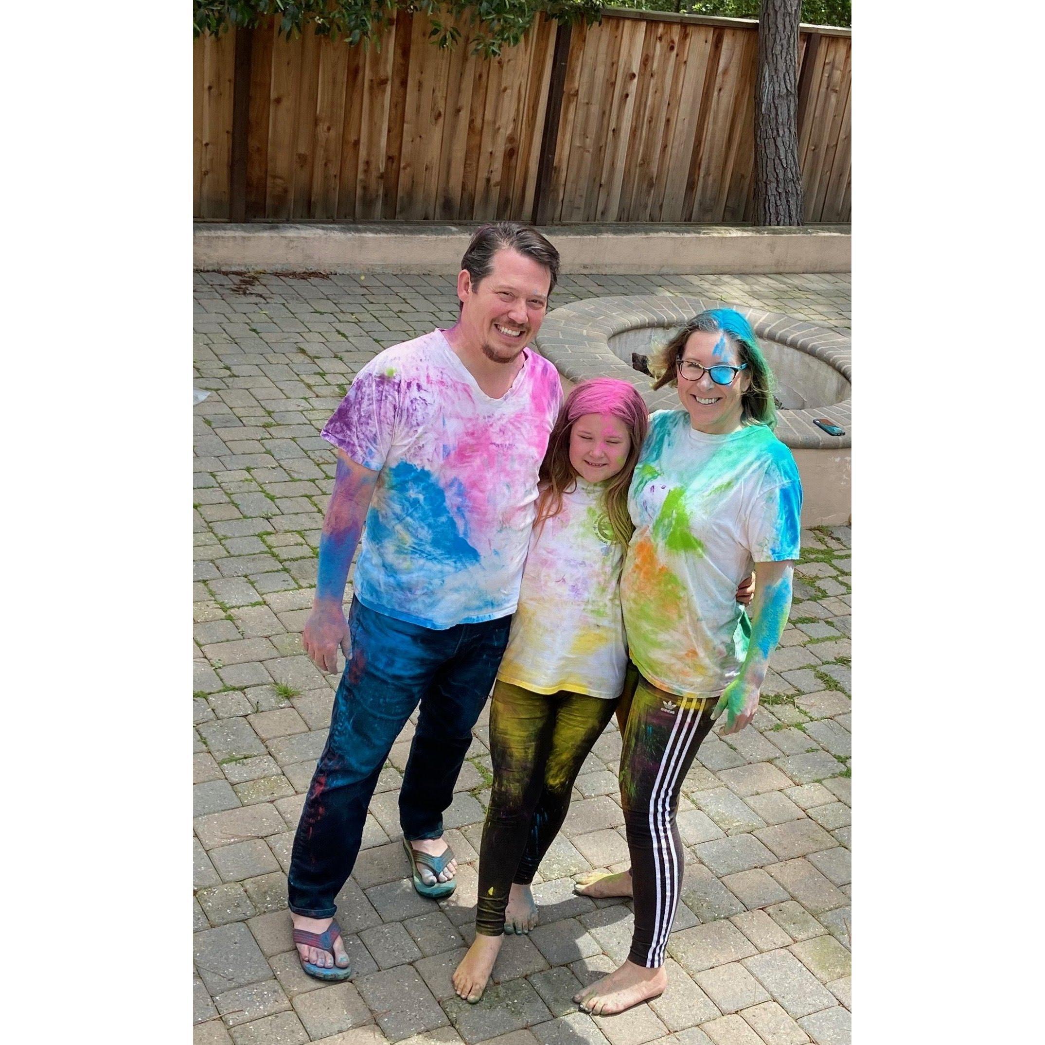 Color party in our backyard to celebrate spring