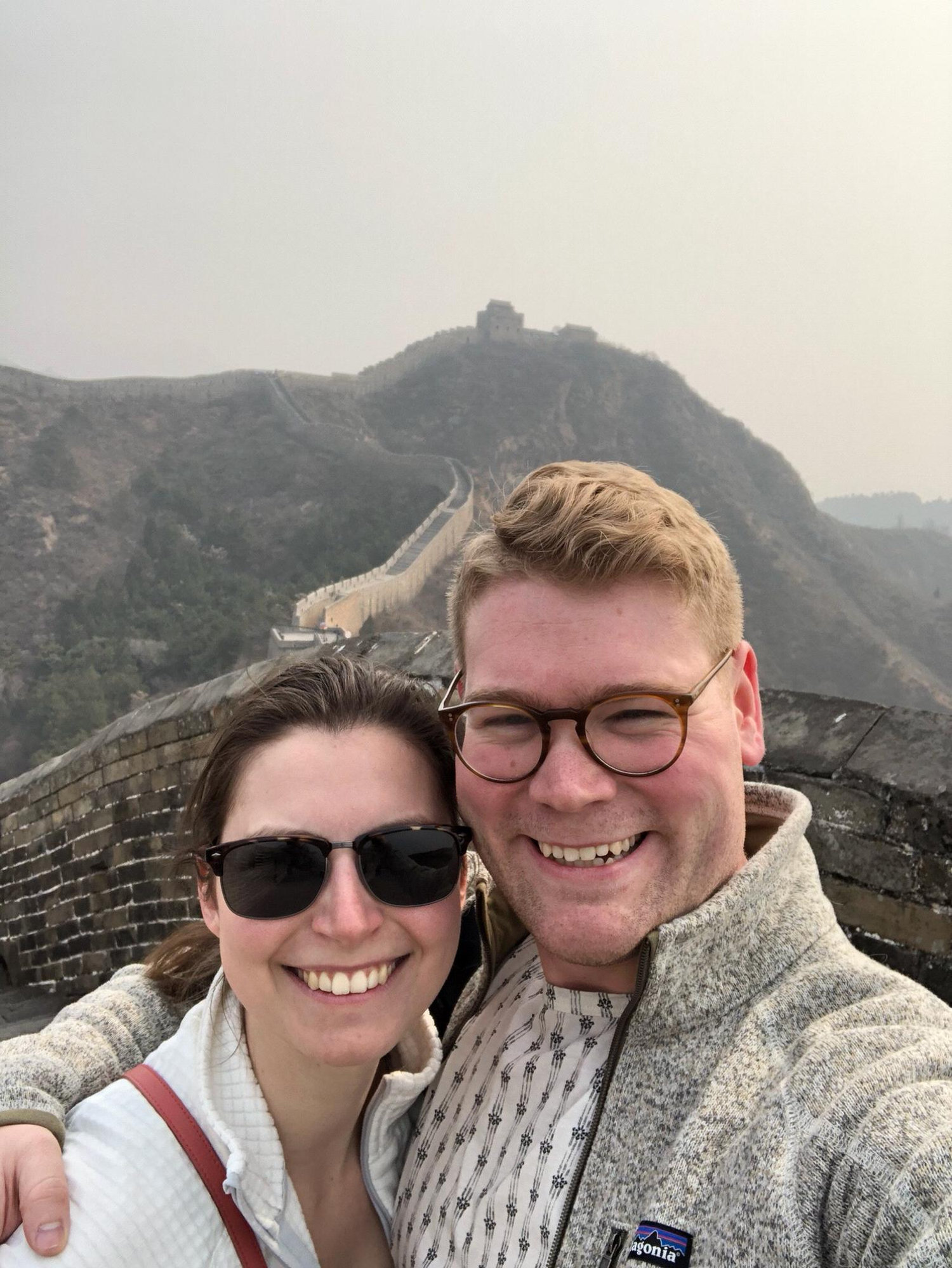 All smiles on the Great Wall of China even though the hike was killer on our glutes and quads!
