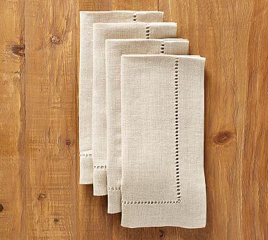 Linen Hemstitch Napkin, Set of 4 (Color: White)