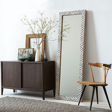 Parsons Floor Mirror - Gray Herringbone