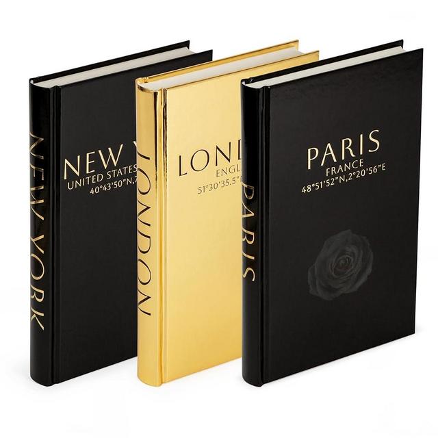 Decorative Books for Home Decor – Decorative Hardcover Display Faux Books for Bookshelf – Black and Gold Foiled Decor Books for Coffee Table – Fashion Designer Books Decor Set of 3
