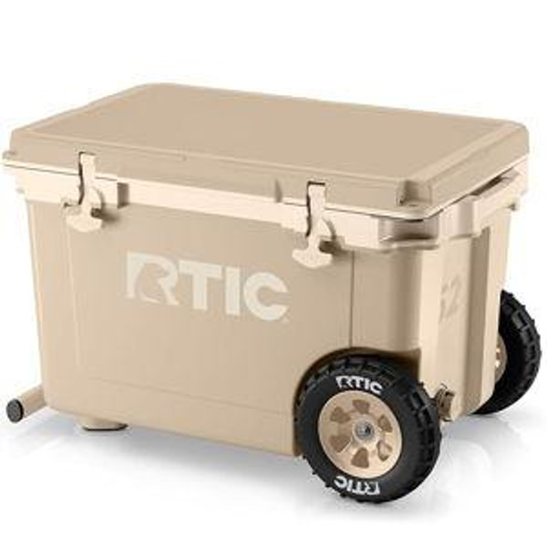 RTIC 52 Quart Ultra-Light Wheeled Hard Cooler Insulated Portable Ice Chest Box for Beach, Drink, Beverage, Camping, Picnic, Fishing, Boat, Barbecue, 30% Lighter Than Rotomolded Coolers