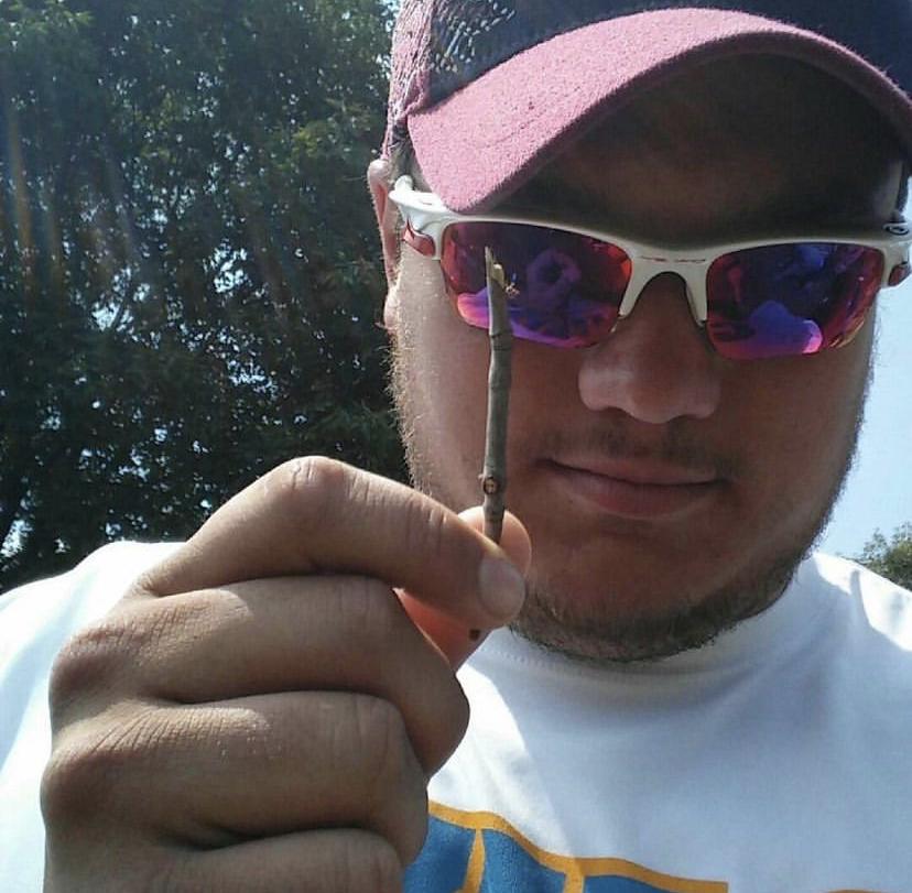 Katie-“I don't remember when this was taken, but I couldn't go to an event with Cam so I gave him this stick for fun telling him to take it with him. We still have this stick today on our nightstand”
