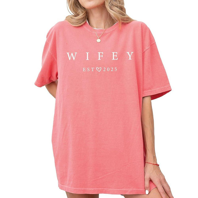 Just Married Wife Est 2025 Shirt, Bride Shirt for Women, Honeymoon Bride Gift, Womens Wedding Bridal Shower Outfits