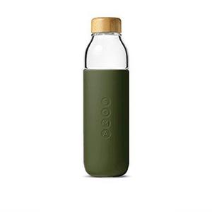 Soma 17 oz. BPA-free Wide Mouth Glass Water Bottle with Silicone Sleeve, Olive