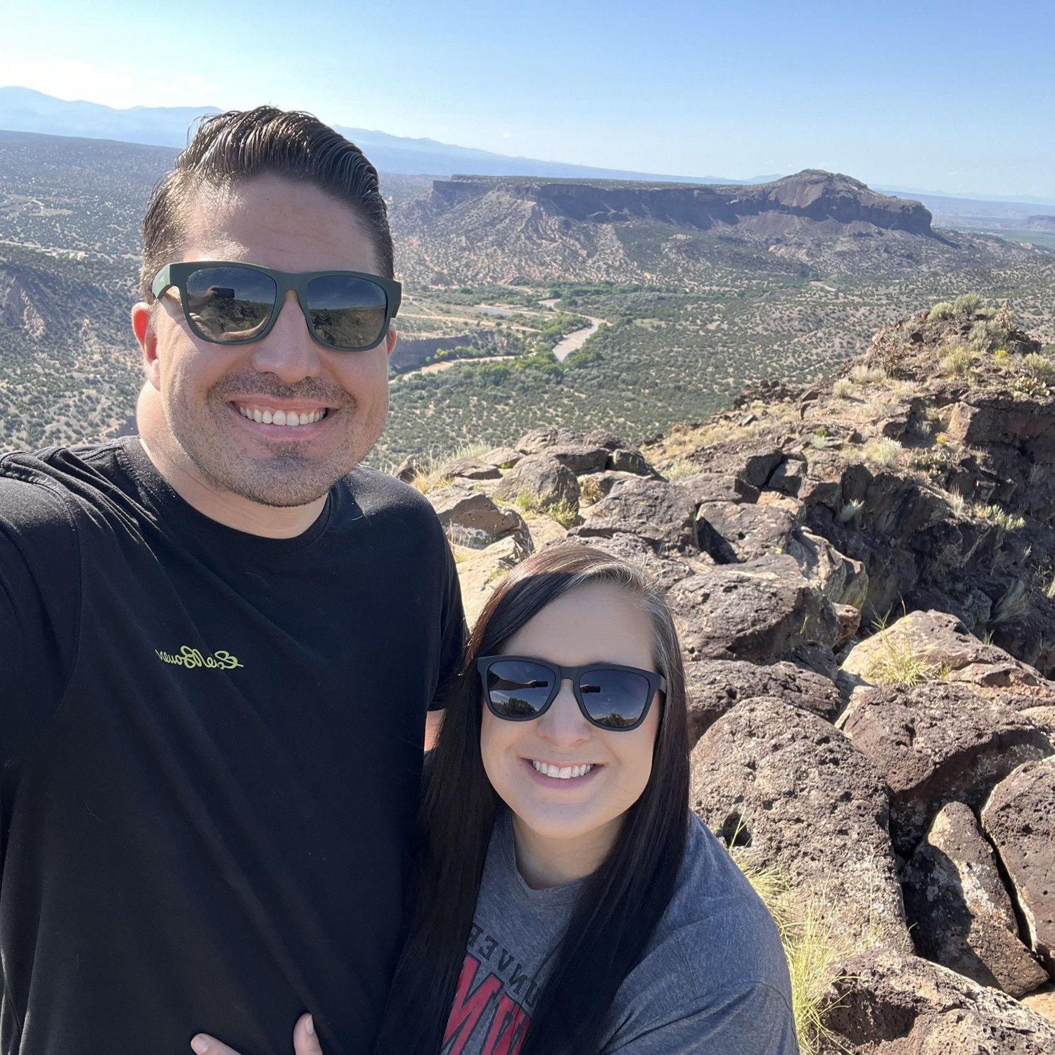 Zach showing Brett his hometown of White Rock, NM
