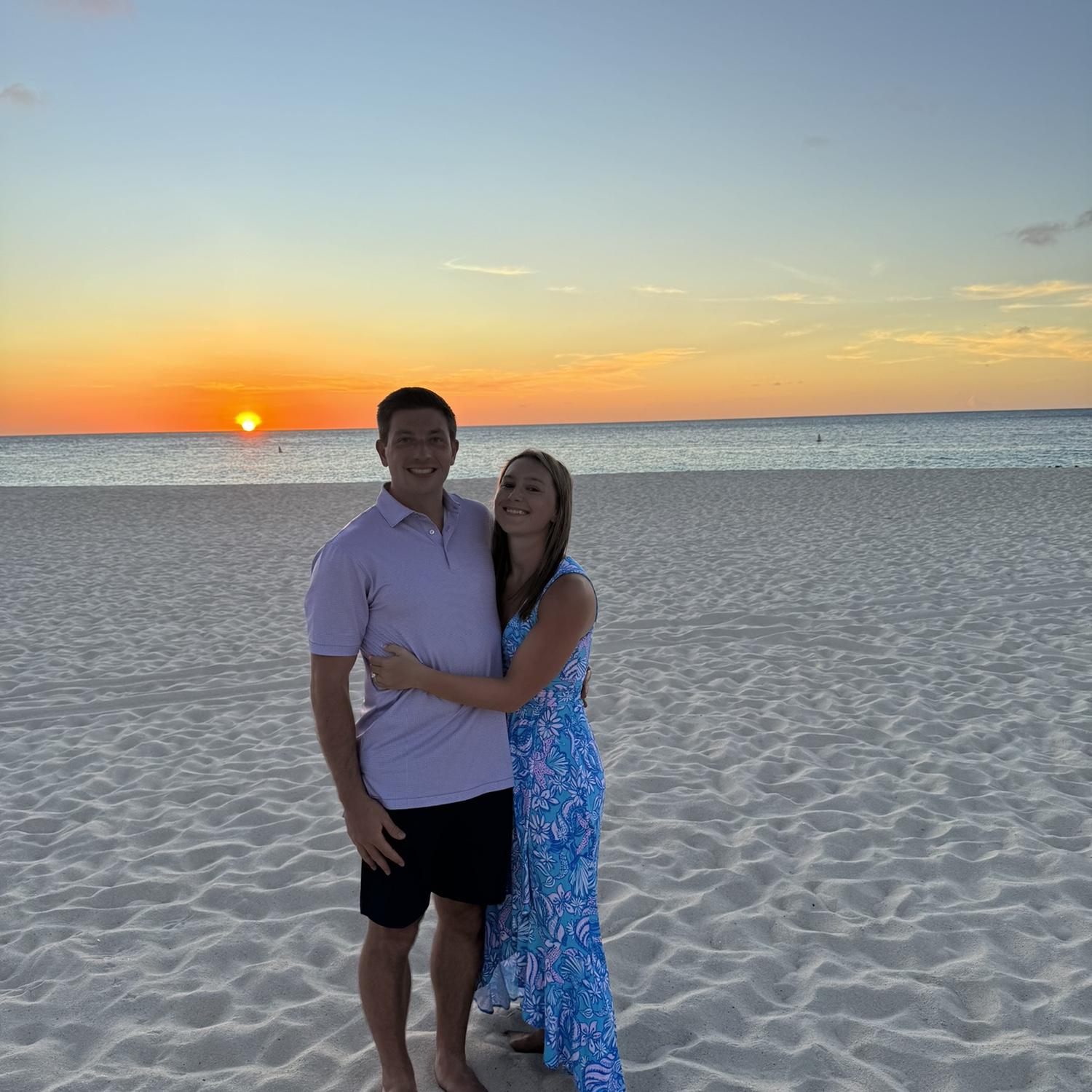 Kerry and Evan traveled to Aruba after their engagement.