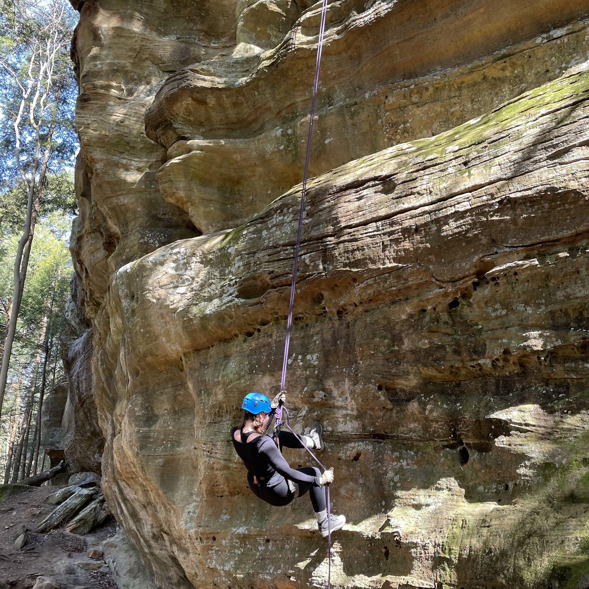 Our first vacation (March 2021 Hocking Hills) Cliff rappelling