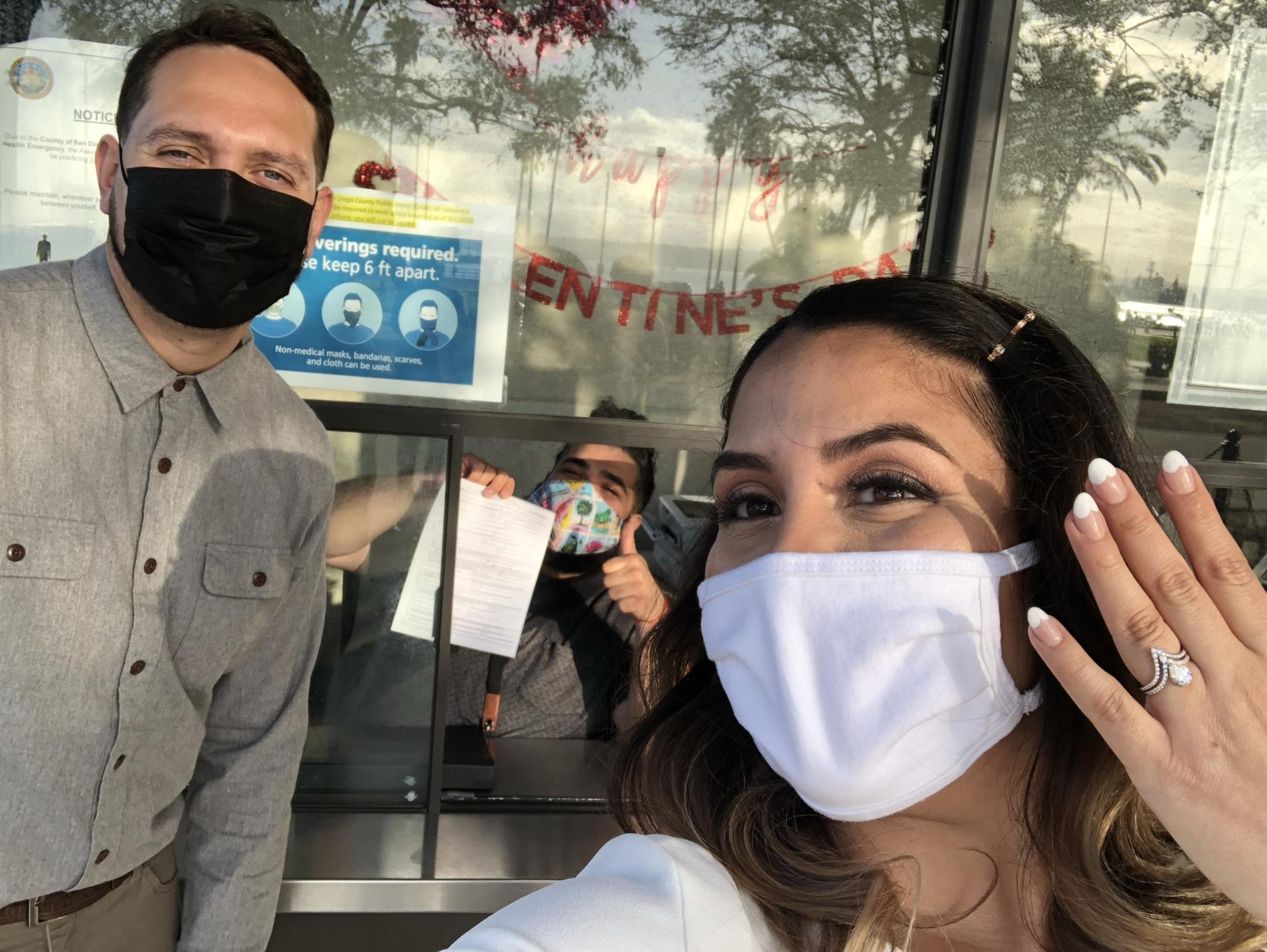 The day we said I do at a walk up hut in the middle of a pandemic. Some lady thought we were ordering burgers lol Covid was so wild ya'll but we made it!