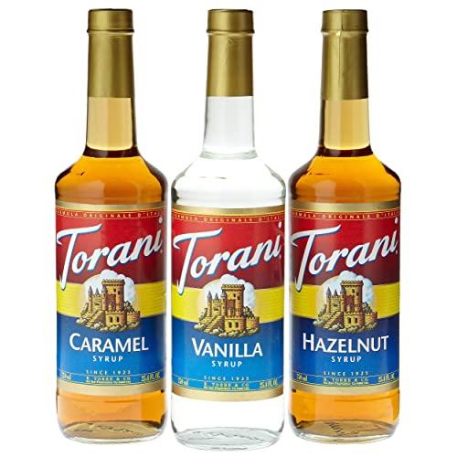 Torani Coffee Syrup Variety Pack - Vanilla, Caramel, Hazelnut, 3-Count, 25.4-Ounce Bottles