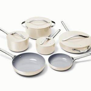 Ceramic Cookware & Minis Set | Nonstick Pots & Pans Set | Non-Toxic | Caraway - Cream