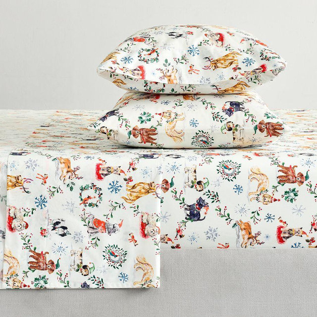 Christmas Dog Printed Pillowcases, Multi, King, Set of 2