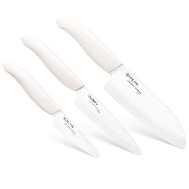 Kyocera 3Piece Advanced ceramic Revolution Series Knife Set, White