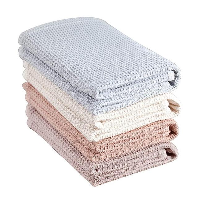 PY HOME & SPORTS Dish Towel Set, 100% Cotton Waffle Weave Kitchen Towels 4 Pieces, Super Absorbent (17 x 25 Inches, Set of 4)