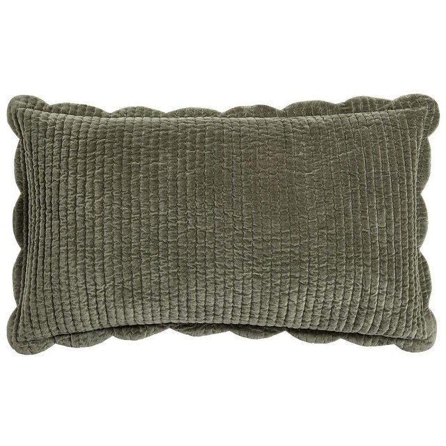 Velvet Scallop Edge Reversible Quilted Sham, Loden, King