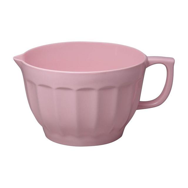 UPware Latte Style Melamine Batter Bowl with Pour Spout, Handle and Non-Slip Base, Grip Handle for Easy Mix and Pour, Home Essentials Cooking and Baking Tools, 4.3 quart, 11.5 x 8.75 Inch, Pink