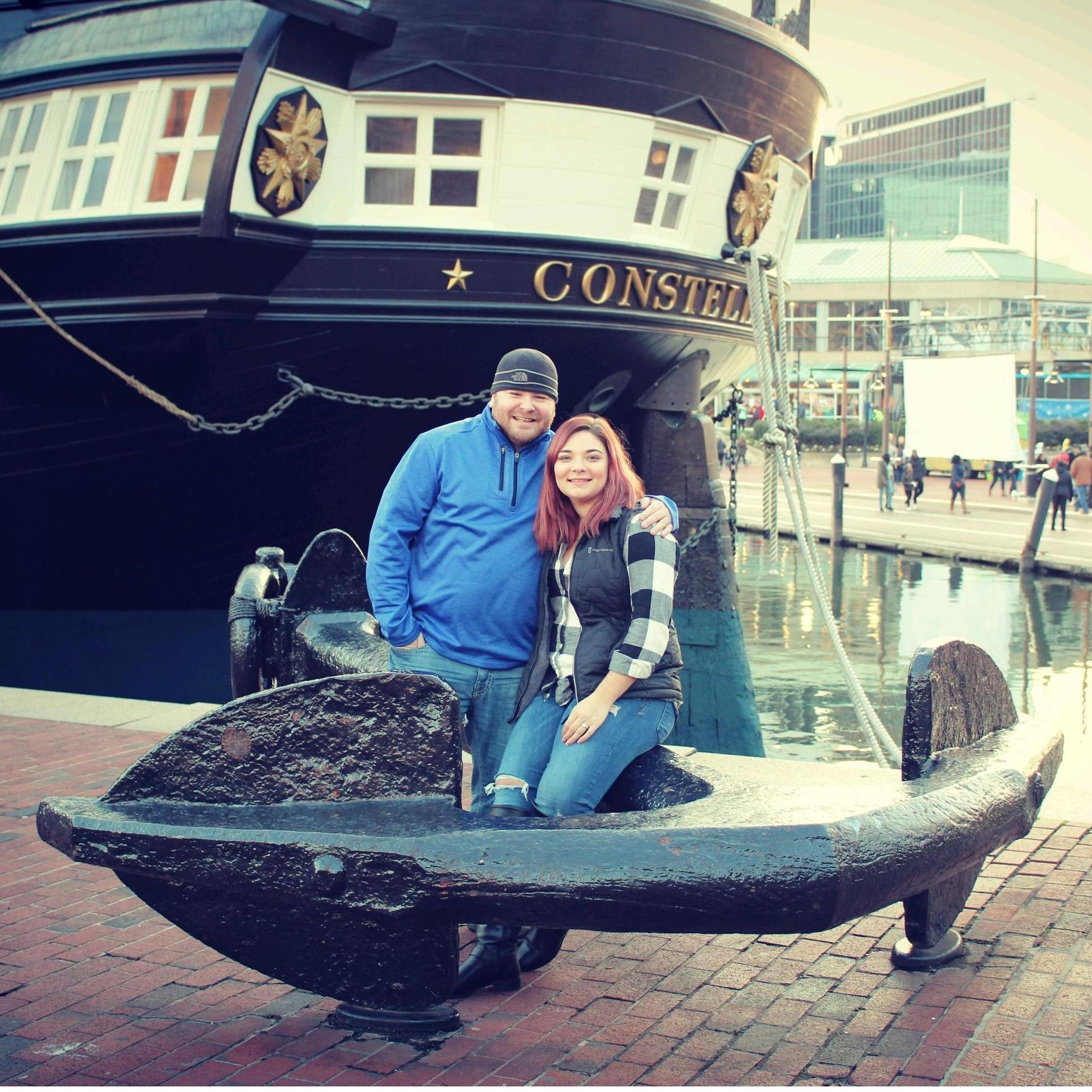 No better place to pop the question than near some anchors and the water!