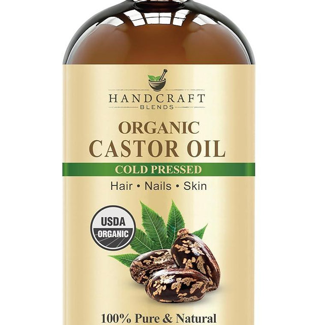 Handcraft Blends Cold-Pressed Organic Castor Oil in Glass Bottle - 16 Fl Oz - 100% Pure and Natural - Premium Grade Carrier Oil for Hair Growth, Eyelashes and Eyebrows - Hair and Body