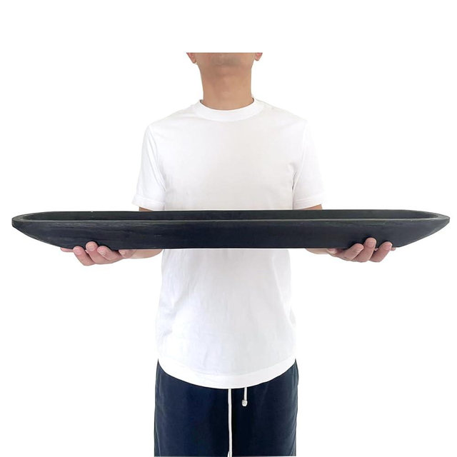 Wooden Dough Bowl Decor, Vintage Wooden Bowl Hand Carved Home Decor for Dining Table Center, Living Room, Kitchen Decor. (30inch black)
