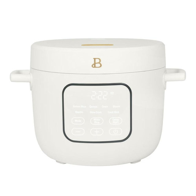 Beautiful 14-Cup Electric Rice Cooker with Automatic Keep Warm and Removable Nonstick Pot for Home Cooking (White)