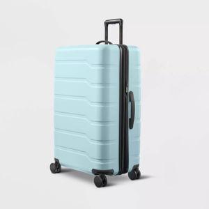 Hardside Large Checked Spinner Suitcase - Open Story™ - Color: Muddy Aqua