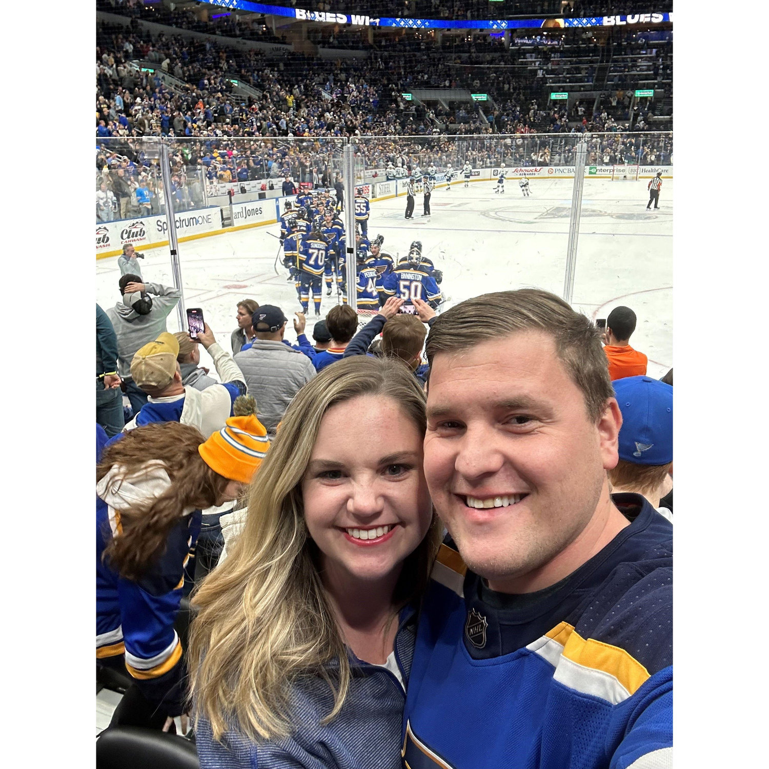 Our third date at the Blues Game! Jenna met 12 of Brent's friends, from that point on she has claimed he is the "mayor" of St. Louis.