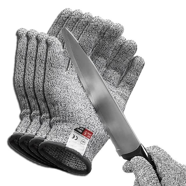 2 Pairs Cut Resistant Gloves Food Grade Level 5 Protection Kevlar Cutting Glove for Oyster Shucking, Fish Fillet Processing, Wood Carving, Mandolin Slicing Meat, Cut Proof Gloves for Kitchen Garden
