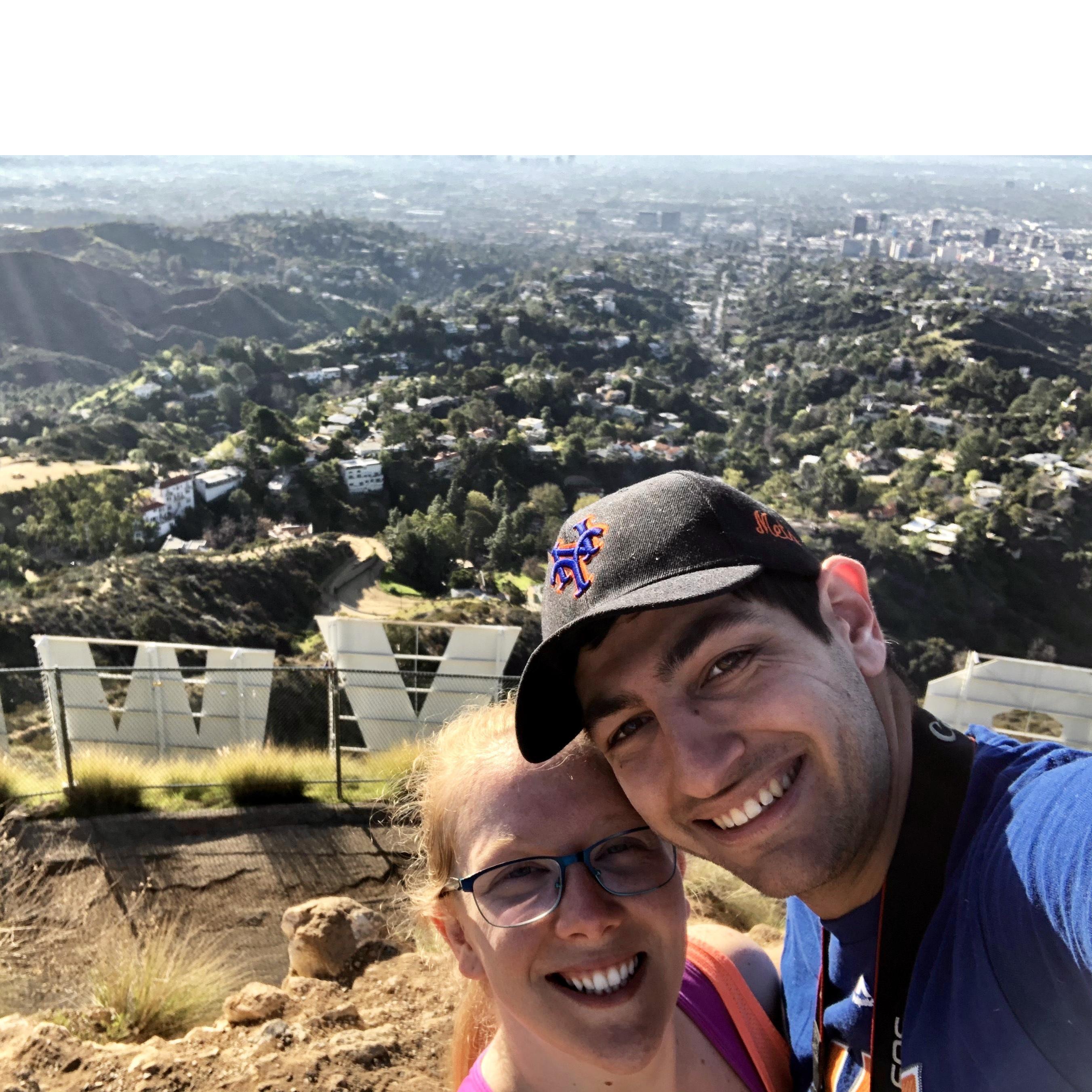 The first time we hiked up behind the Hollywood sign together (January 2020)! Now that we live 15 minutes away, this is our favorite place to bring Mallomar.