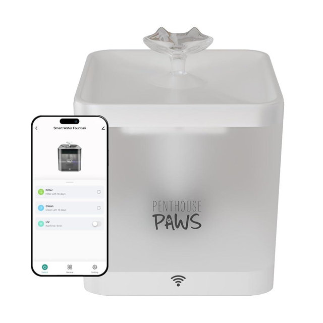 Penthouse Paws Smart Water Fountain for Cats and Dogs, 74oz/2.2 L App-Controlled, Whisper-Quiet, BPA-Free Water Dispenser,Automatic Dog Water Dispenser for Drinking with Quiet Pump
