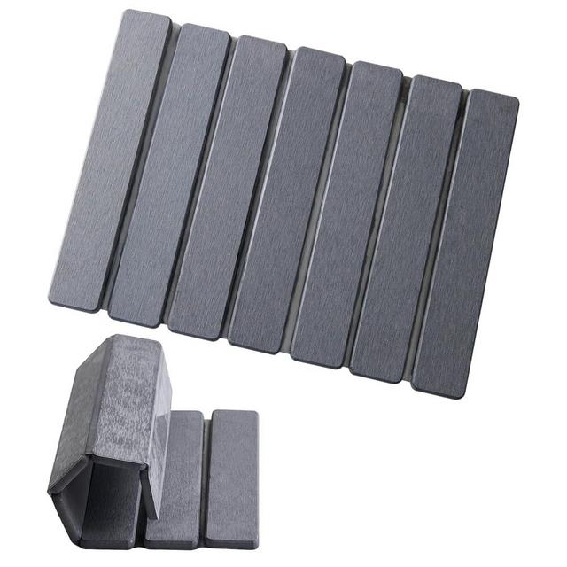 ODE TO ORDER 15.76 Inch Foldable Stone Bath Mat, Super Absorbent Diatomaceous Earth Mat, Dark Grey Easy Clean Rollable Drying Mat, Non-Slip Quick Dry Stone Bath Mats for Bathroom Kitchen Outdoor