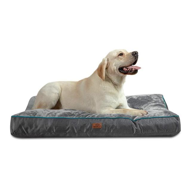 Bedsure Waterproof Dog Bed for Large Dogs Cats with Removable Cover and Waterproof Liner - Plush Top with Nonskid Bottom Pet Mat Dog Bed Pillows, Ideal for Cars, Dog Crate or Kennel, Grey