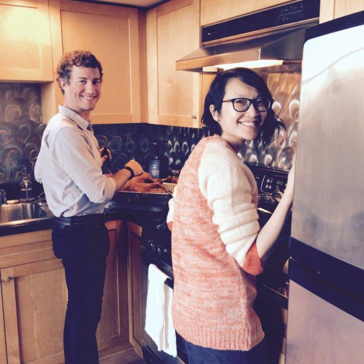 Our first Thanksgiving - where Drew started that tradition of dry-brine turkey!