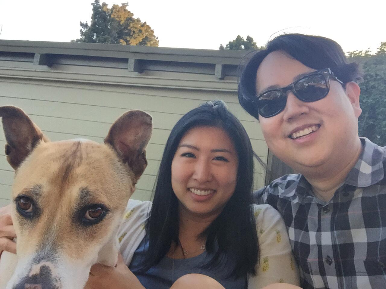 Here's us with Molly the dog.