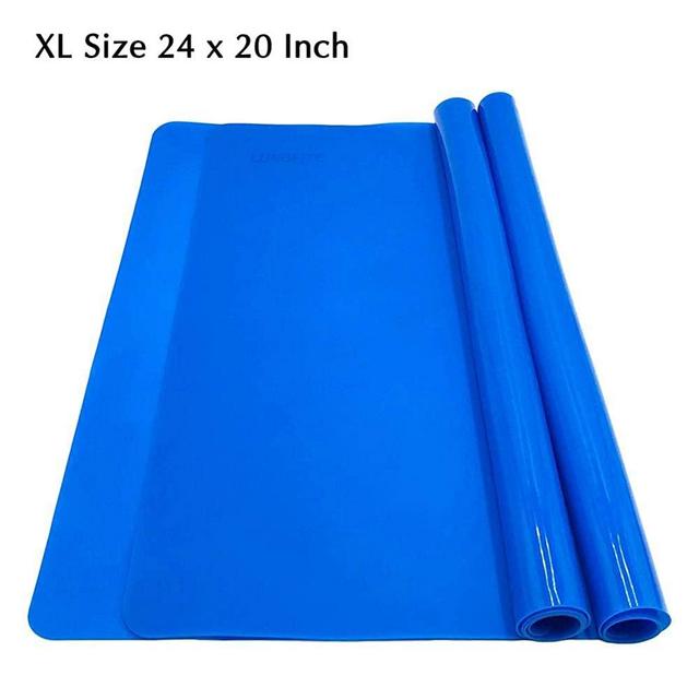 Extra Large 24''x 20'' Silicone Baking Mat for Dough Rolling Pastry Fondant Mat Nonstick and Nonskid Heat Resistent, Countertop Protector, Dining Table Mat and Placemat(Extra Large Blue 2 Pack)
