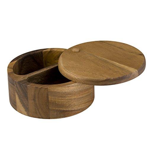 Paula Deen 55486 Pantryware Wood Salt Cellar With 2-Compartments / Wood Salt Box With 2-Compartments, Brown