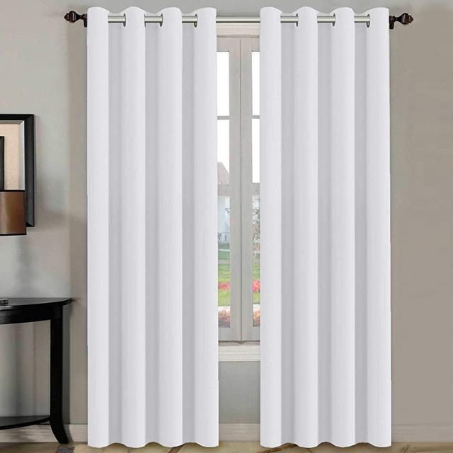 H.VERSAILTEX White Curtains 96 inches Long Window Treatment Panels/Drapes for Living Room, Set of 2, Grommet Top