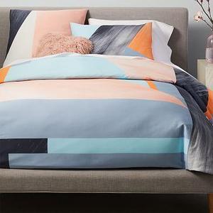 400-Thread-Count Organic Sateen Brushed Collage Duvet Cover + Shams