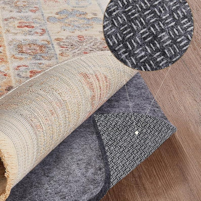 Veken Non Slip Cushioned Rug Pad Gripper 8 x 10 Ft, Felt and Silicone Backing, 1/4 inch Thick Carpet Liner for Hardwood Floors and Finishes, Under Area Rugs Anti Skid Mat, Keep Rugs Safe and in Place