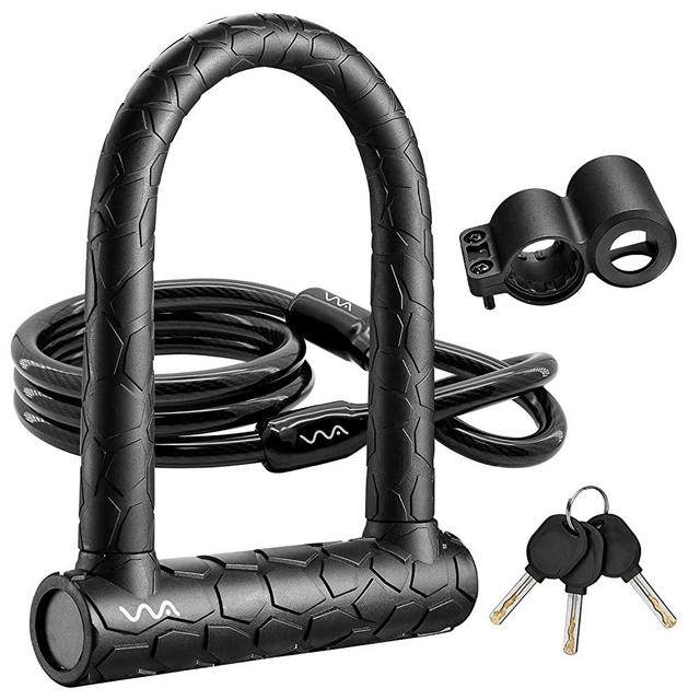 Bike U Lock,20mm Heavy Duty Combination Bicycle u Lock Shackle 4ft Length Security Cable with Sturdy Mounting Bracket and Key Anti Theft Bicycle Secure Locks