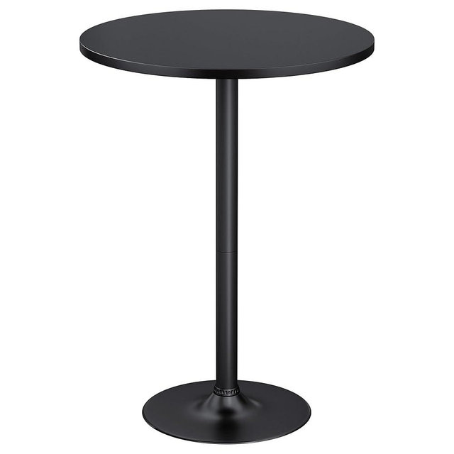 Furmax Bistro Pub Table Round Bar Height Cocktail Table for Home Bar, Round Bar Tables for Party, Dining Room, Living Room and Wedding, Metal Base MDF Top Obsidian, 40.6 Inch Height (1, Dark Black-1)