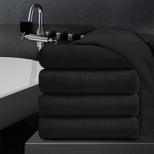 4 Piece Bath Towel Set Black Plush Bath Sheet 700 GSM Oversized Thick Bath Shower Towels 35x70-Extra Soft Cozy-Absorbent-Quick Dry-Multi-Purpose Hotel Luxury Large Microfiber Bathroom Towels