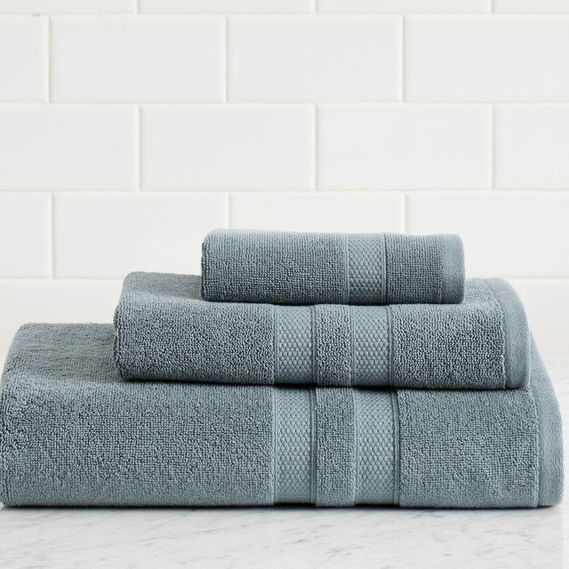 Plush Terry Towel, Steel Blue, Washcloth