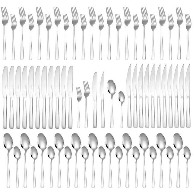 Deleca 72-Piece Silverware Set for 12 Essential -18/0 Stainless Steel Flatware Set - Complete Cutlery Set with Forks and Spoons - Utensils for Every Occasion - Dishwasher Safe Kitchen Utensils Set