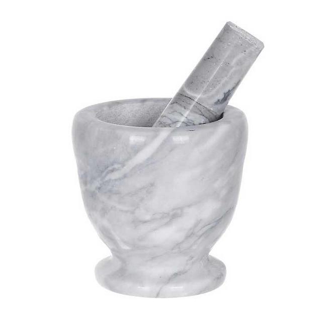 Gray and White Marble Mortar and Pestle Set